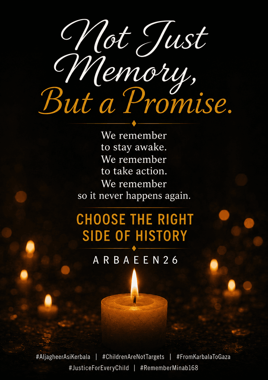 Arbaeen memorial artwork with candlelight